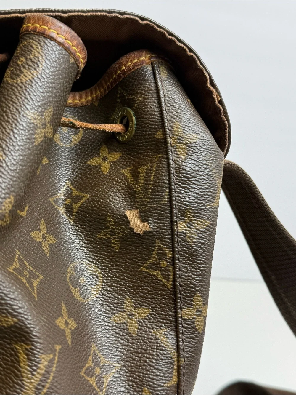 Louis Vuitton LV BackPack Bag Montsouris MM Brown Monogram Tan READ